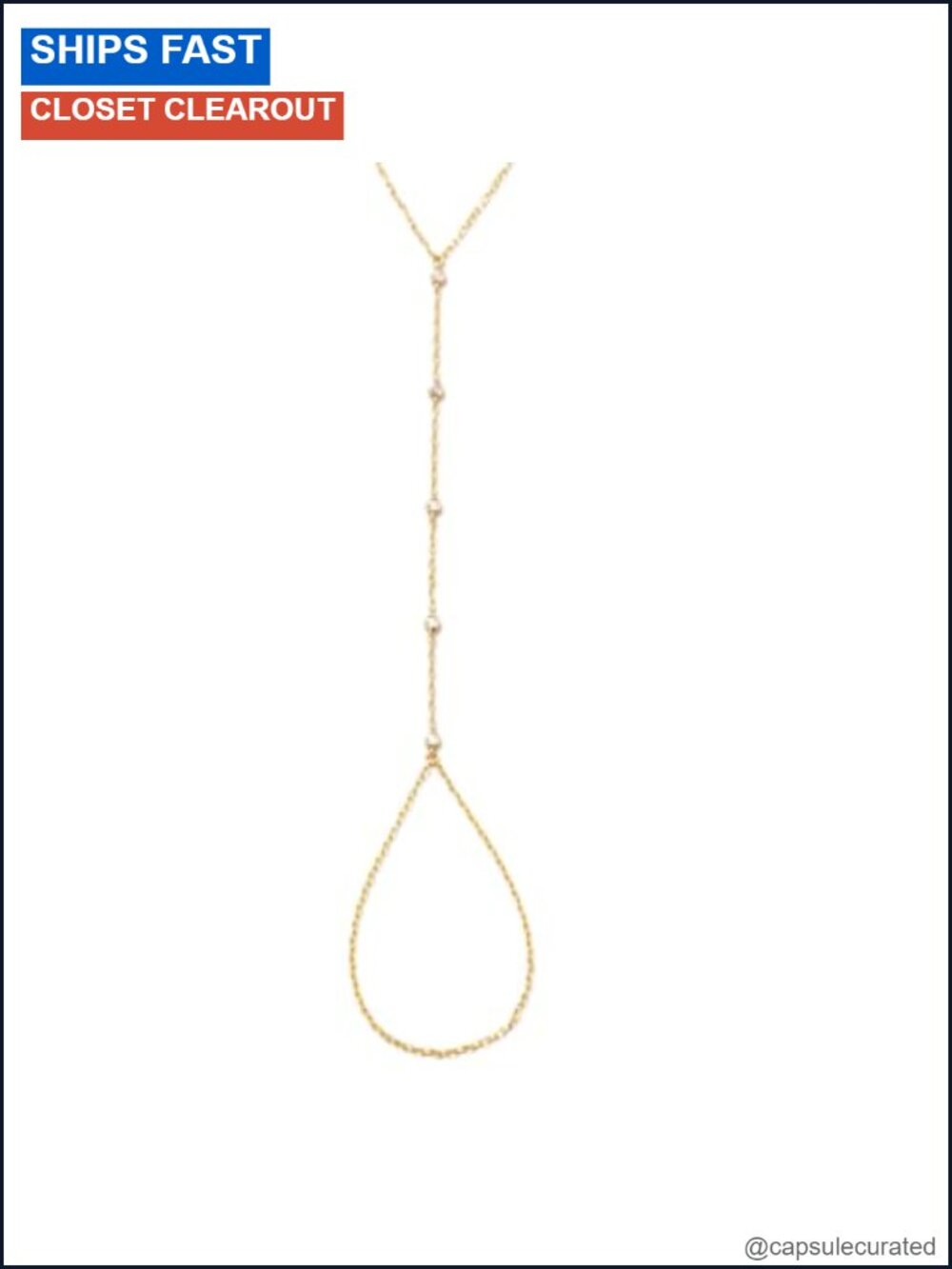 10K Solid Gold Diamond Station Hand Chain Bracelet